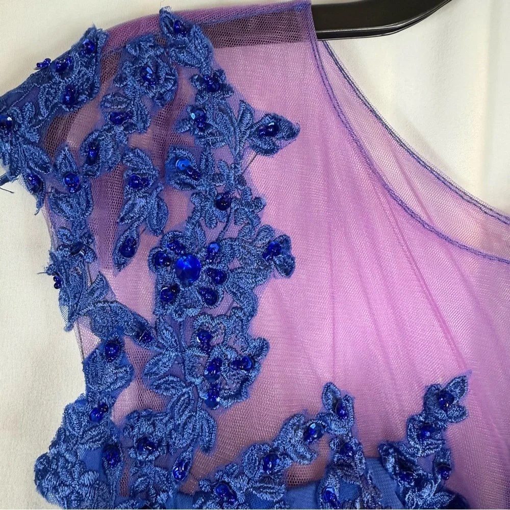 JJ’S house Royal Blue A-Line Sequins Chiffon maxi Dress Size:XL - Picture 10 of 16